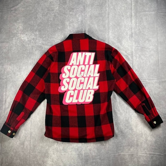 2016 Anti Social Social Club Flannel Shirt M Size - Picture 2 of 4